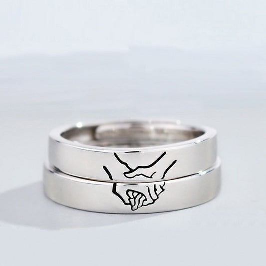 Matching Promise Couple Rings Adjustable Ring for Women Men Lovers Jewelry
