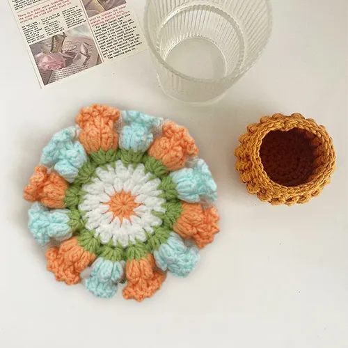 Handmade Crochet Lily of the Valley Coaster Set with Transformable Floral Design Eco-Friendly Home Decor Unique Gift for Mom