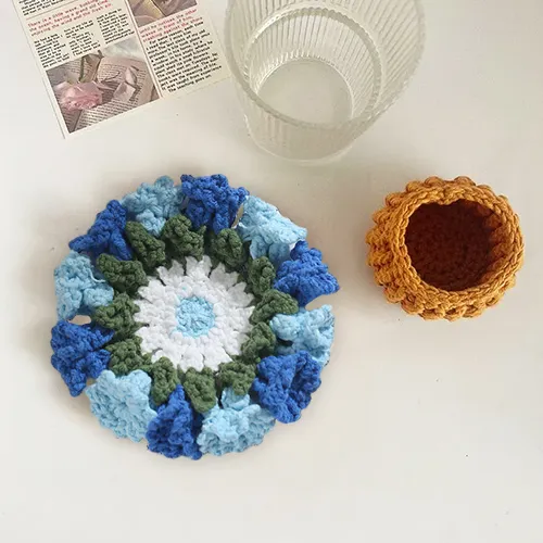 Handmade Crochet Lily of the Valley Coaster Set with Transformable Floral Design Eco-Friendly Home Decor Unique Gift for Mom
