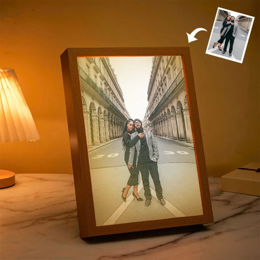 Custom Photo Lamp Personalized Line Art Light Valentine's Day Gift for Her