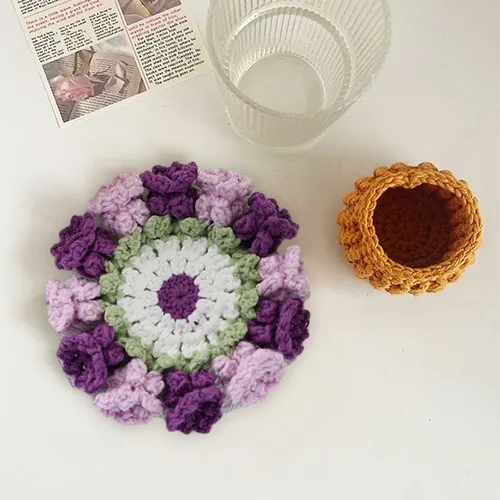 Handmade Crochet Lily of the Valley Coaster Set with Transformable Floral Design Eco-Friendly Home Decor Unique Gift for Mom