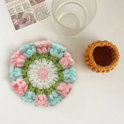 Handmade Crochet Lily of the Valley Coaster Set with Transformable Floral Design Eco-Friendly Home Decor Unique Gift for Mom