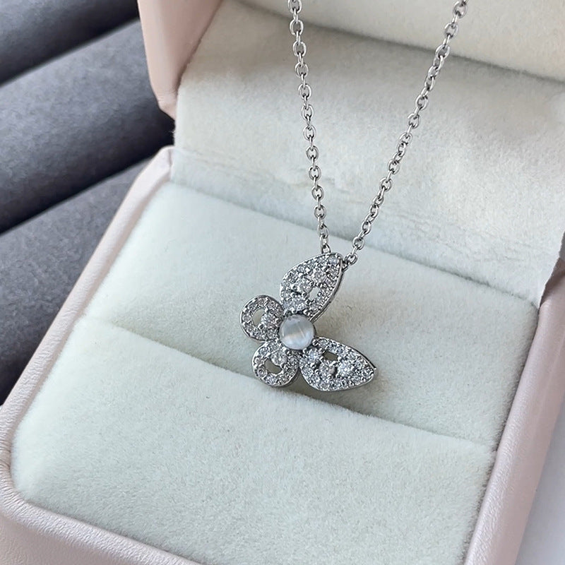 Exquisite Opal Butterfly Necklace For Women